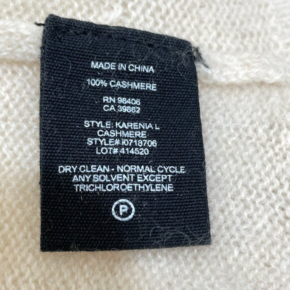 THEORY 100% Cashmere Karenia‎ Size P Crewneck Pullover Sweater Ivory Relaxed Fit - Picture 5 of 7